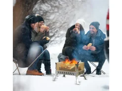 Feuerschale mit Glaskeramik Klappbar Tragbar Feuerschale für Garten Outdoor Camping Feuerkorb mit Grillrost Feuerstelle Edelstahl*CCLIFE Outlet