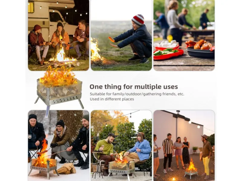 Feuerschale mit Glaskeramik Klappbar Tragbar Feuerschale für Garten Outdoor Camping Feuerkorb mit Grillrost Feuerstelle Edelstahl*CCLIFE Outlet