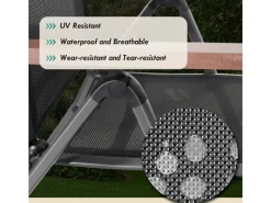 CCLIFE Gartenstühle|Gartenstühle Alu 2er Set Gartenstuhl Hochlehner Klappbar Balkonstühle 7-Fach Verstellbar bis 150kg Dunkelgrau Modell Holzmaserung RelaxPro