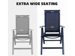 CCLIFE Gartenstühle|Gartenstühle Alu 2er Set Gartenstuhl Hochlehner Klappbar Balkonstühle 7-Fach Verstellbar bis 150kg Dunkelgrau Modell RelaxPro CushHom