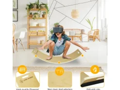 Balance Board Wackelbrett Kinder Baby3 Jahre mit EVA Matte Montessori Spielzeug 85x30cm farbe*CCLIFE Clearance