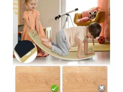 Balance Board Wackelbrett Kinder Baby3 Jahre mit EVA Matte Montessori Spielzeug 85x30cm farbe*CCLIFE Clearance