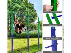 CCLIFE Fitnessgeräte|Reckstange Outdoor Turnreck bis 150kg Höhenverstellbar Doppelte Blau