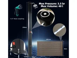 CCLIFE Outdoor Duschen|Solardusche Gartendusche 40L mit WPC-Bodenplatte und Handbrause