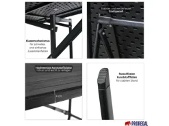 CHEFGASTRO Gartentische|Balkontisch Klappbar 78x78cm Gartentisch Wetterfest 4 Personen Kunststoff Holz Optik Schwarz Campingtisch Outdoor Klapptisch Bistrotisch