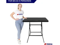 CHEFGASTRO Gartentische|Balkontisch Klappbar 78x78cm Gartentisch Wetterfest 4 Personen Kunststoff Holz Optik Schwarz Campingtisch Outdoor Klapptisch Bistrotisch