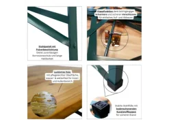 CHEFGASTRO Bierzeltgarnituren|Bierzeltgarnitur 3-Teilig Klappbar 1x Tisch Mit Schirmhalterung 2x Bierbank HxBxT 76x170x46 cm Lackiertes Holz Inkl. 12x Bodenschoner