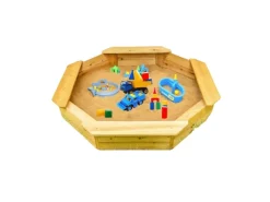 Kinder Gartenmöbel Für Kinder|Coemo 6 Eckiger Sandkasten Sally aus Holz Inklusive Bodenplane 135x135x20 cm