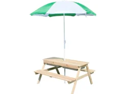 Kinder Gartenmöbel Für Kinder|Coemo Kindersitzgruppe Edi mit Wasserbecken und Sonnenschirm