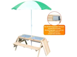 Kinder Gartenmöbel Für Kinder|Coemo Kindersitzgruppe Edi mit Wasserbecken und Sonnenschirm