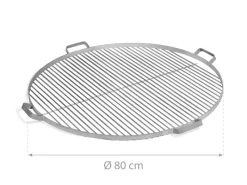 CookKing Grillzubehör|Feuerkörbe|Edelgrillrost Inkl. 4 Griffen für Feuerschalen Ø 80 cm Silber