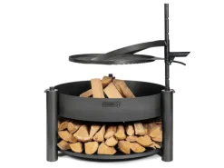 Feuerschale Stahl Montana X Inkl. Holzlager Ø 88 cm x 110 cm Schwarz*CookKing