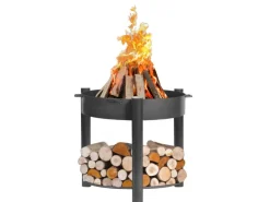 CookKing Feuerschalen|Feuerschale Stahl Montana Inkl. Holzlager Ø 80 cm x 80 cm Schwarz