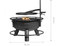 CookKing Feuerschalen|Feuerschale Stahl Bandito Inkl. Zubehör 80 cm x 53 cm Schwarz