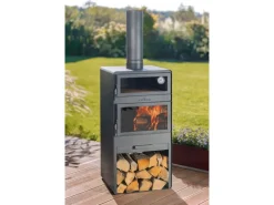 Terrassenofen Vento Plus Stahl inkl. Pizzaofen 50 x 50 x 150 cm Schwarz*CookKing New