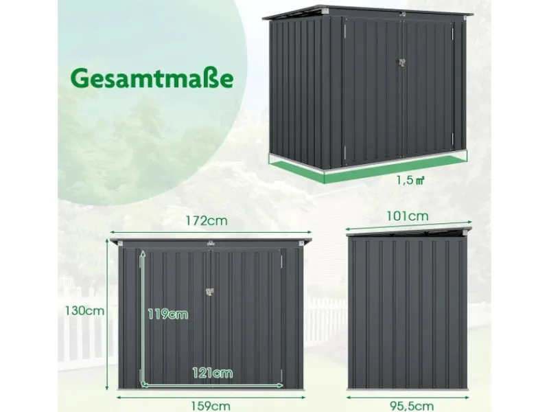 Mülltonnenboxen|Costway Mülltonnenbox für 2 Mülltonnen 172 x 95,5 x 130 cm