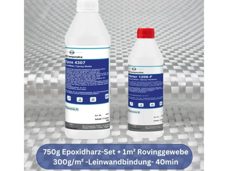 750g GFK Epoxidharz + 1m² Rovinggewebe 300g/m² -Leinwand-*DD Composite Discount