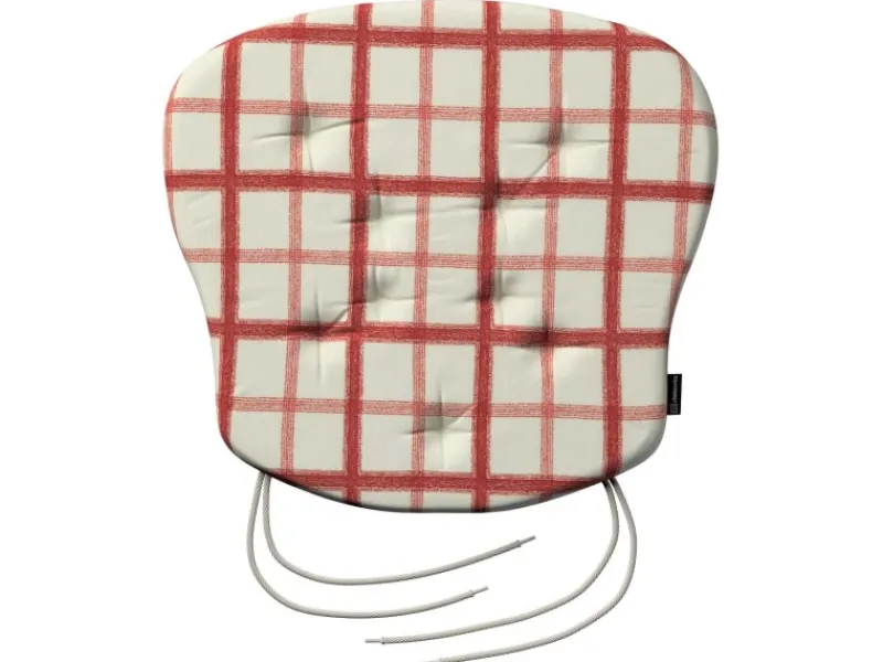 Dekoria Sitzkissen|Gartenstuhlauflagen|Stuhlkissen Peter mit Bindeschnur aus Stoffkollektion Avinon in Rot-Creme in 41x 38 x 3,5 cm