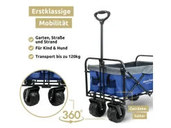 Kinder deluxe4home Kinder-Gartengeräte|Bollerwagen mit Breiten Reifen Blau Grau