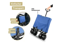Kinder deluxe4home Kinder-Gartengeräte|Bollerwagen mit Breiten Reifen Blau Grau