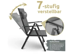 Gartenstuhl Klappstuhl mit 7 Stufen Verstellbarer Rückenlehne 2er Set*deluxe4home Best