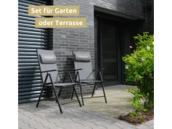 Gartenstuhl Klappstuhl mit 7 Stufen Verstellbarer Rückenlehne 2er Set*deluxe4home Best