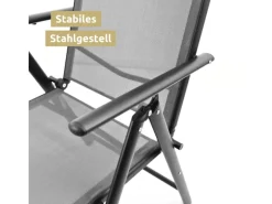 Gartenstuhl Klappstuhl mit 7 Stufen Verstellbarer Rückenlehne 2er Set*deluxe4home Best