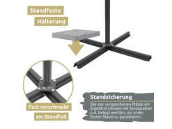 deluxe4home Sonnenschirme|Sonnenschirm Ampelschirm mit Ständer Durchmesser 270cm Creme