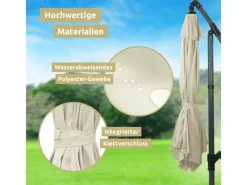 deluxe4home Sonnenschirme|Sonnenschirm Ampelschirm mit Ständer Durchmesser 270cm Creme