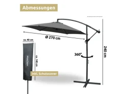 Sonnenschirm Ampelschirm mit Ständer Durchmesser 270cm Anthrazit*deluxe4home Online