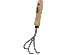 D&O Gartenhandgeräte|Bodenbearbeitung|Handkultivator 3 Zinken mit Holzgriff