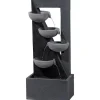 Dobar Wasserpumpe|Gartenbrunnen|Design-Gartenbrunnen XL Kaskade inkl. Pumpe und LED´s mit 4 Wasserschalen