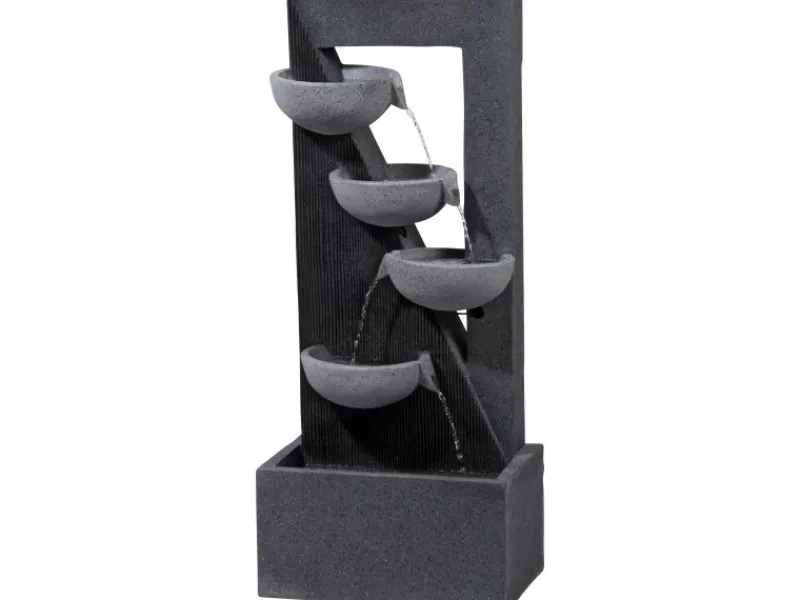 Dobar Wasserpumpe|Gartenbrunnen|Design-Gartenbrunnen XL Kaskade inkl. Pumpe und LED´s mit 4 Wasserschalen