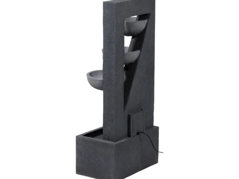 Dobar Wasserpumpe|Gartenbrunnen|Design-Gartenbrunnen XL Kaskade inkl. Pumpe und LED´s mit 4 Wasserschalen