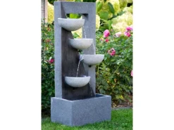 Dobar Wasserpumpe|Gartenbrunnen|Design-Gartenbrunnen XL Kaskade inkl. Pumpe und LED´s mit 4 Wasserschalen