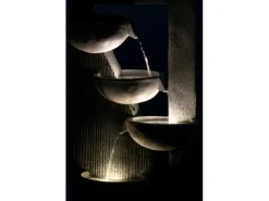 Dobar Wasserpumpe|Gartenbrunnen|Design-Gartenbrunnen XL Kaskade inkl. Pumpe und LED´s mit 4 Wasserschalen
