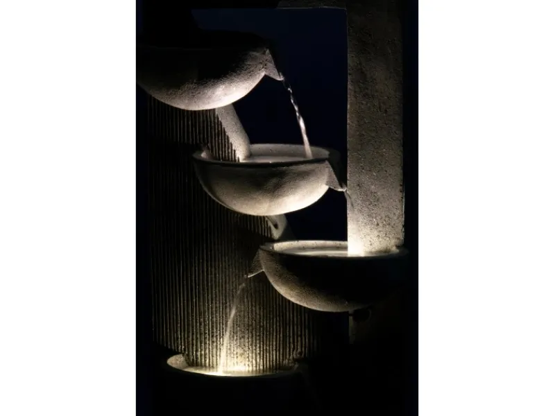 Dobar Wasserpumpe|Gartenbrunnen|Design-Gartenbrunnen XL Kaskade inkl. Pumpe und LED´s mit 4 Wasserschalen