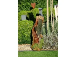 Dobar Brunnenpumpe|Gartenbrunnen|Design-Gartenbrunnen XL Baumstamm gewunden inkl. Pumpe