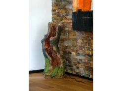 Dobar Brunnenpumpe|Gartenbrunnen|Design-Gartenbrunnen XL Baumstamm gewunden inkl. Pumpe