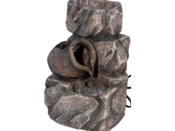 Dobar Brunnenpumpe|Design-Zimmerbrunnen Polyresin in Felsen-Optik Grau