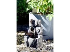 Dobar Brunnenpumpe|Design-Zimmerbrunnen Polyresin in Felsen-Optik Grau