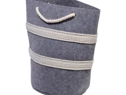 Filzkorb für Kaminholz mit Tragegriffen Grau-Weiß 40 cm x 40 cm x 60 cm*Dobar Sale