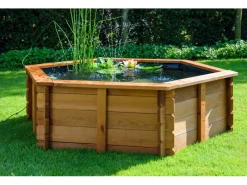 Gartenteich Hexagon inkl. Teichfolie Kiefer Braun 149 x 128,5 x 40 cm FSC®*Dobar Best