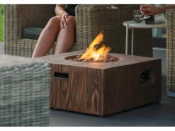 Outdoor-Feuerschale mit Gasflamme Madero 70 cm x 70 cm x 30 cm Braun*Dobar Best