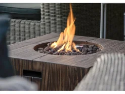 Outdoor-Feuerschale mit Gasflamme Madero 70 cm x 70 cm x 30 cm Braun*Dobar Best