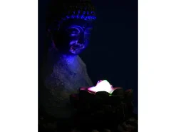 Dobar Brunnenpumpe|Zimmerbrunnen Buddha Lotusblüte in Steinoptik mit Deko-Steinen