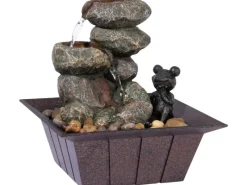 Zimmerbrunnen Kaskade Frosch in Steinoptik mit Deko-Steinen*Dobar Online