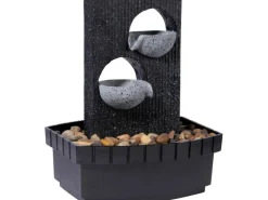 Dobar Brunnenpumpe|Zimmerbrunnen Kaskade in Steinoptik mit Deko-Steinen und zwei Schalen