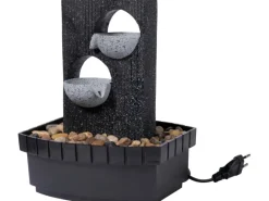 Dobar Brunnenpumpe|Zimmerbrunnen Kaskade in Steinoptik mit Deko-Steinen und zwei Schalen