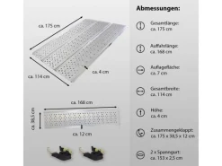 DREIBREIT Quads|By TRUTZHOLM 3-Fach Auffahrrampe Klappbar 175cm Tragkraft 1020kg Alu Grau Gelocht
